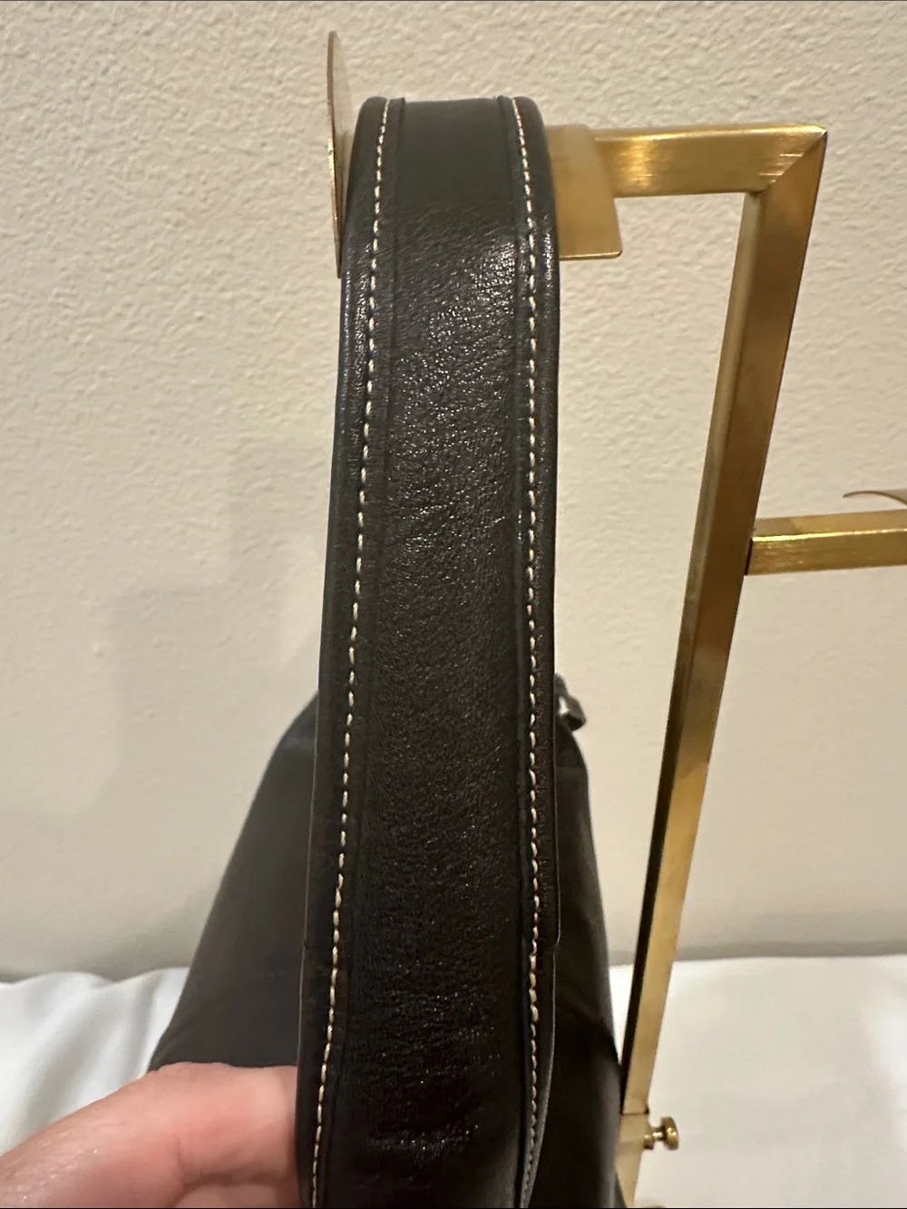 Vintage COACH Black Leather Hobo Shoulder Bag with Branded Charm and Silver HW